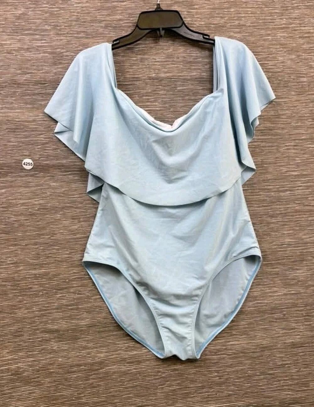 Chic Soul One Piece Swimsuit Womens Size 1X Sky Blue Ruffle